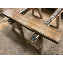 Eiche, rustikal, antik geölt, Regal, Handtuchablage, Bohle, strukturiert, einseitige Baumkante, Massivholz, 120x20-25x3cm